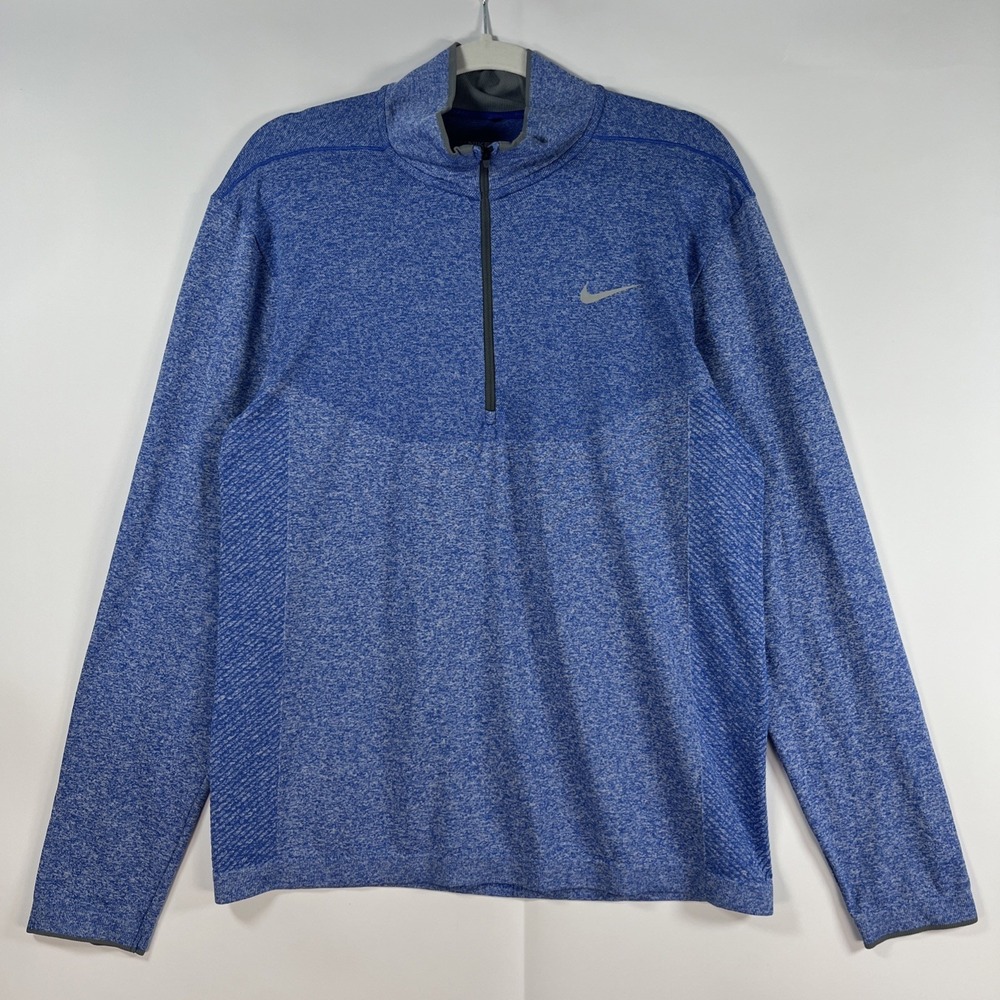 Nike Golf Pullover Mens Large Blue Dri-FIT Quarter Zip Golf Shirt